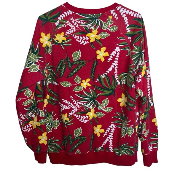 Vans Off The Wall Rare Red Tropical Floral Hawaiian Pullover Crewneck Medium - Picture 2 of 7